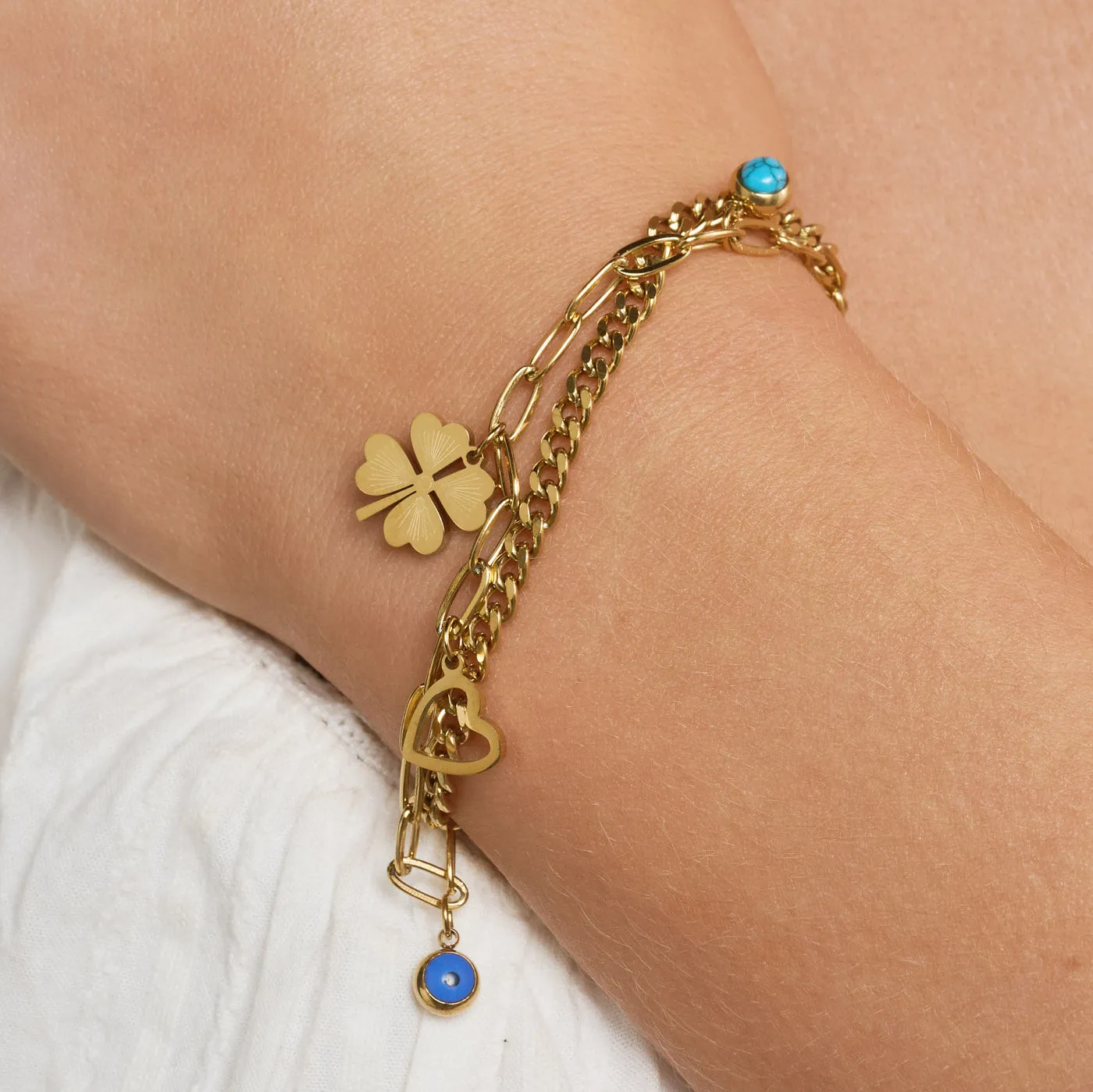 TIMI OF SWEDEN Edeline armbånd charms guld 16 cm