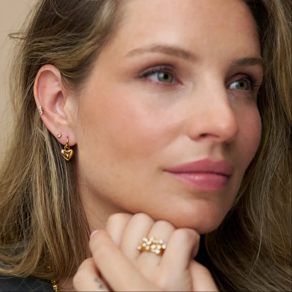 Orelia LUXE Heart Charm Micro Hoop øreringe guld hjerte