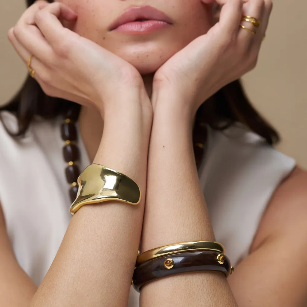 Orelia Tiger's Eye Bangle armbåndssæt guld 2-pak