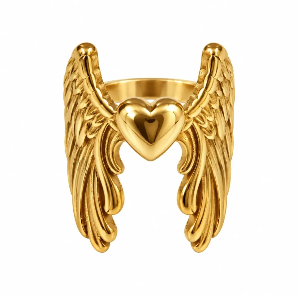 Wos UP Angel ring forgyldt hjerte vinger