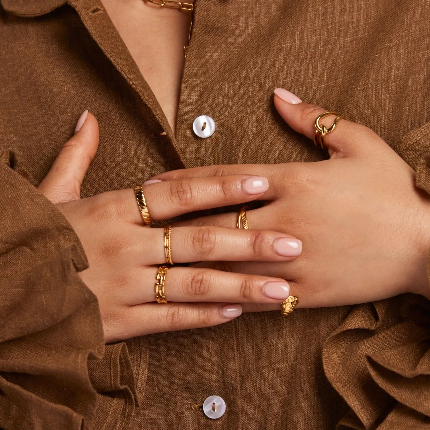 Orelia Interlocking Open justerbar ring forgyldt