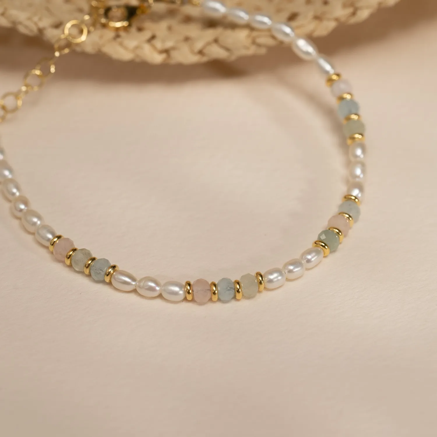 Sisi Copenhagen Dora Morganite Pearl armbånd forgyldt