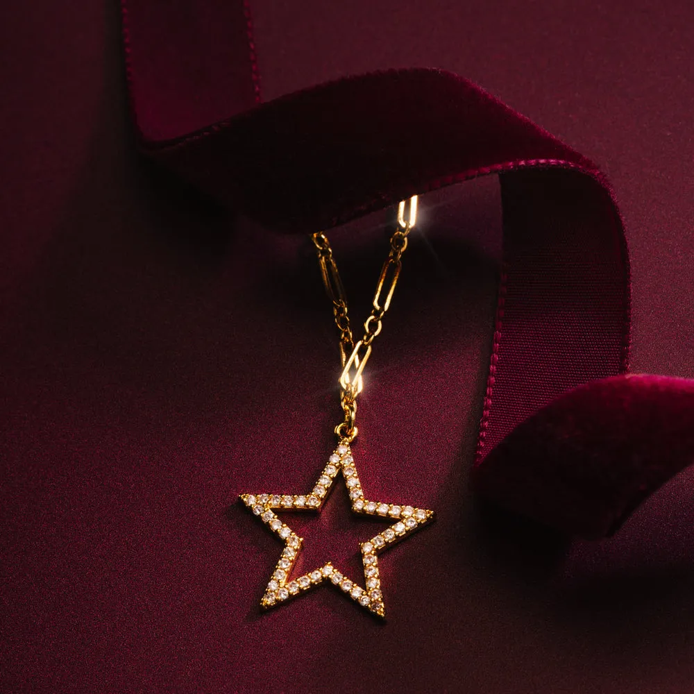 Orelia Crystal Cut-Out Star halskæde forgyldt