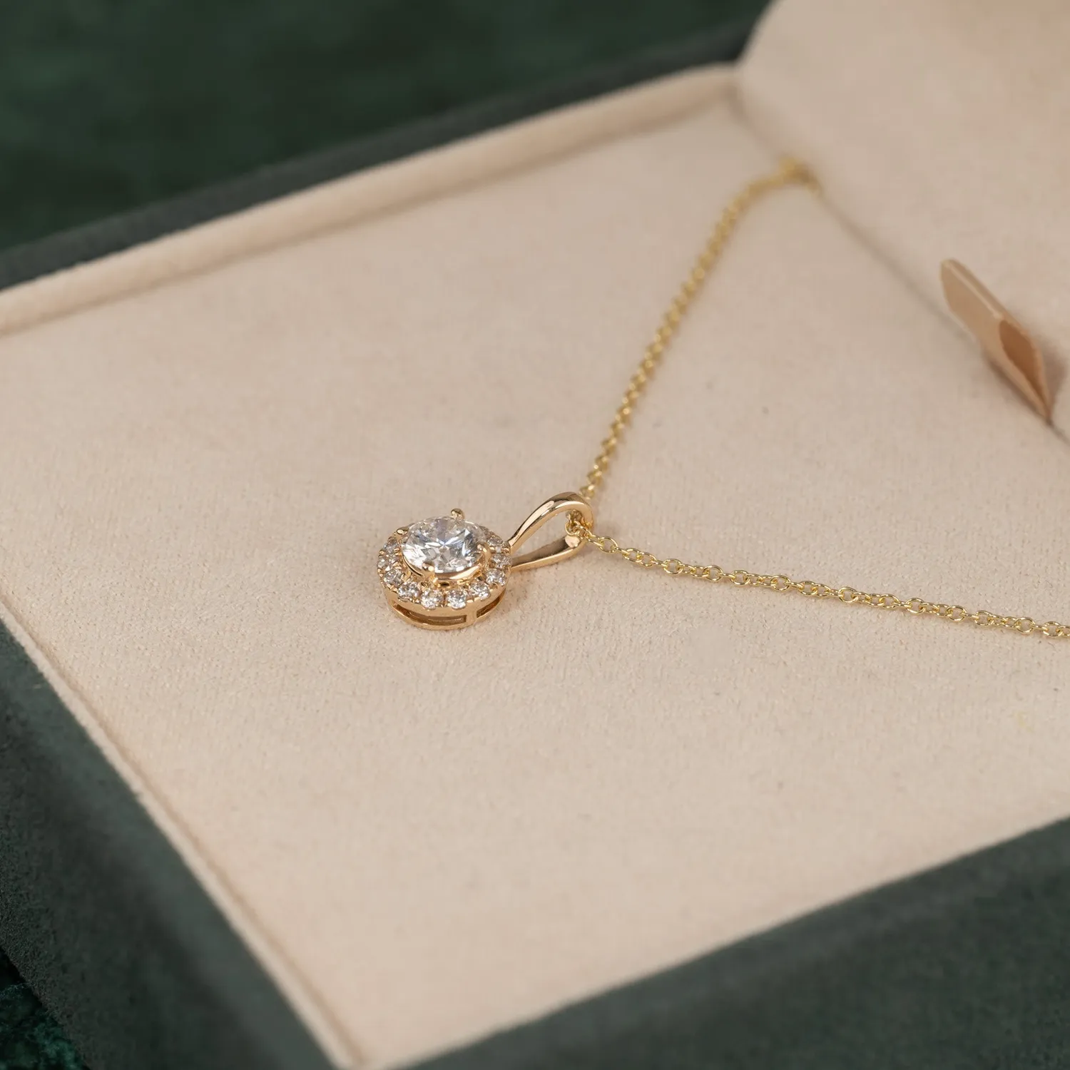 Sisi Copenhagen Round Halo lab-diamant vedhæng guld 0,5 ct