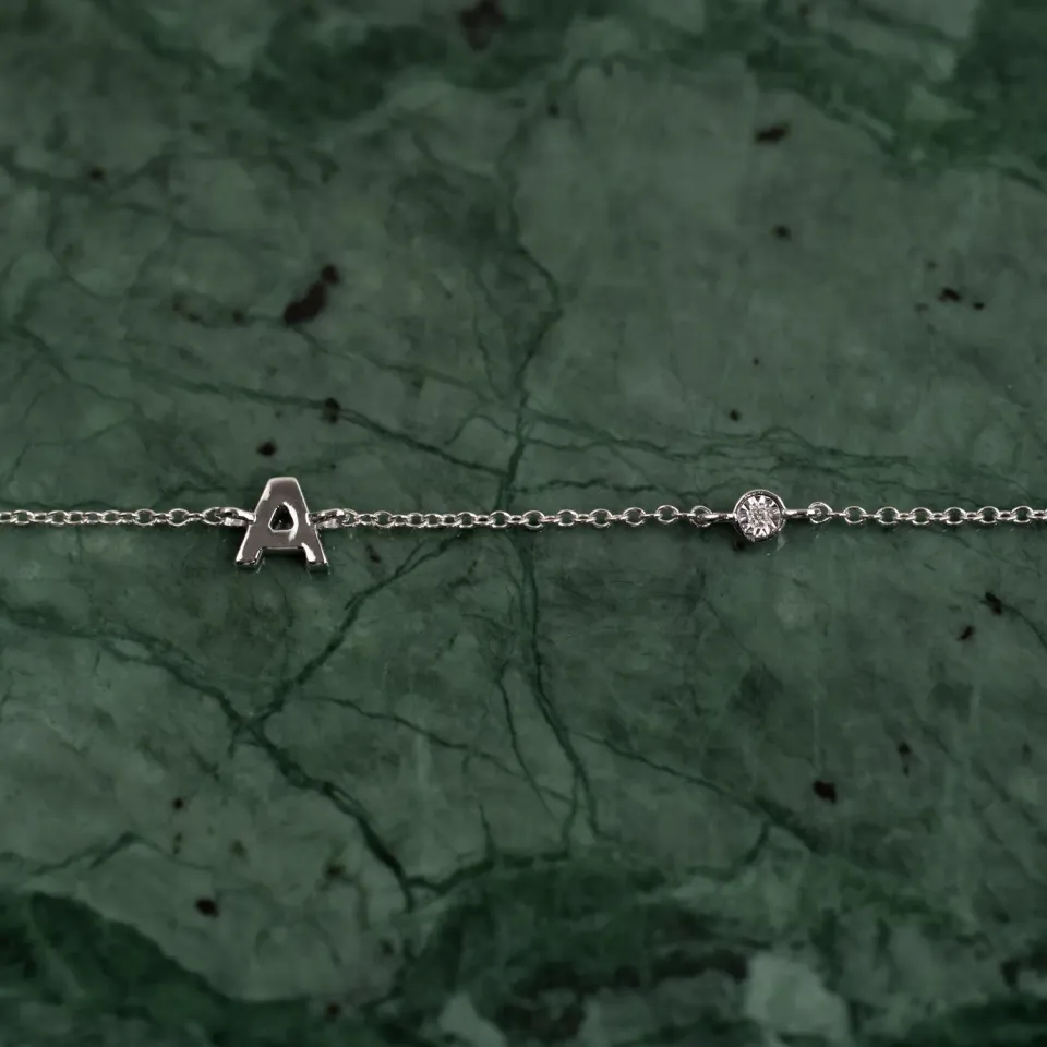 Sisi Copenhagen Letter Lab-Diamond armbånd hvidguld A-Ø