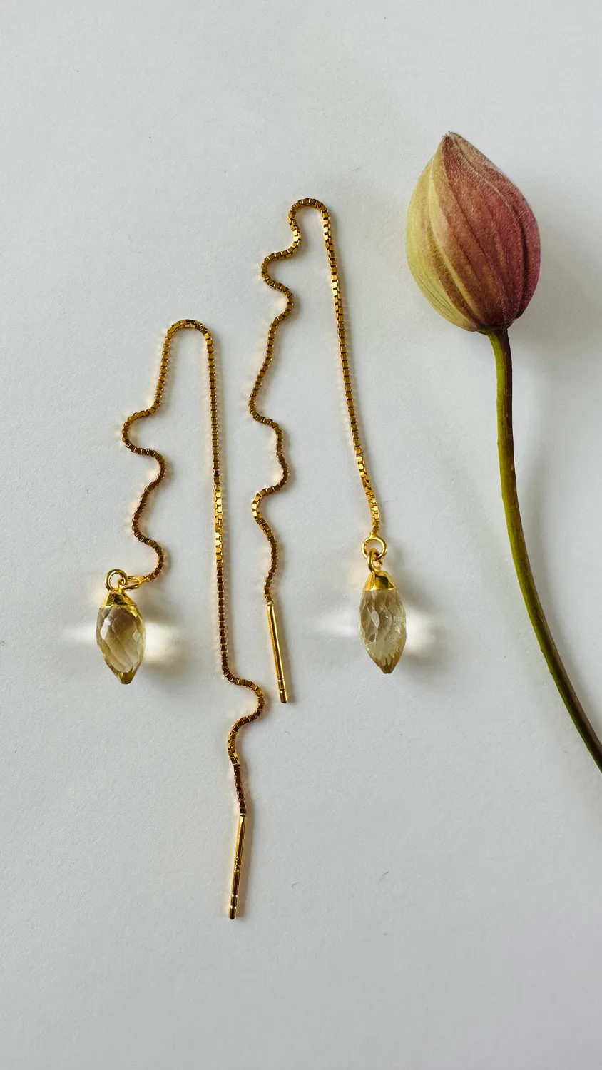 Sunshine & She Gylden Citrin string ørering 12 cm