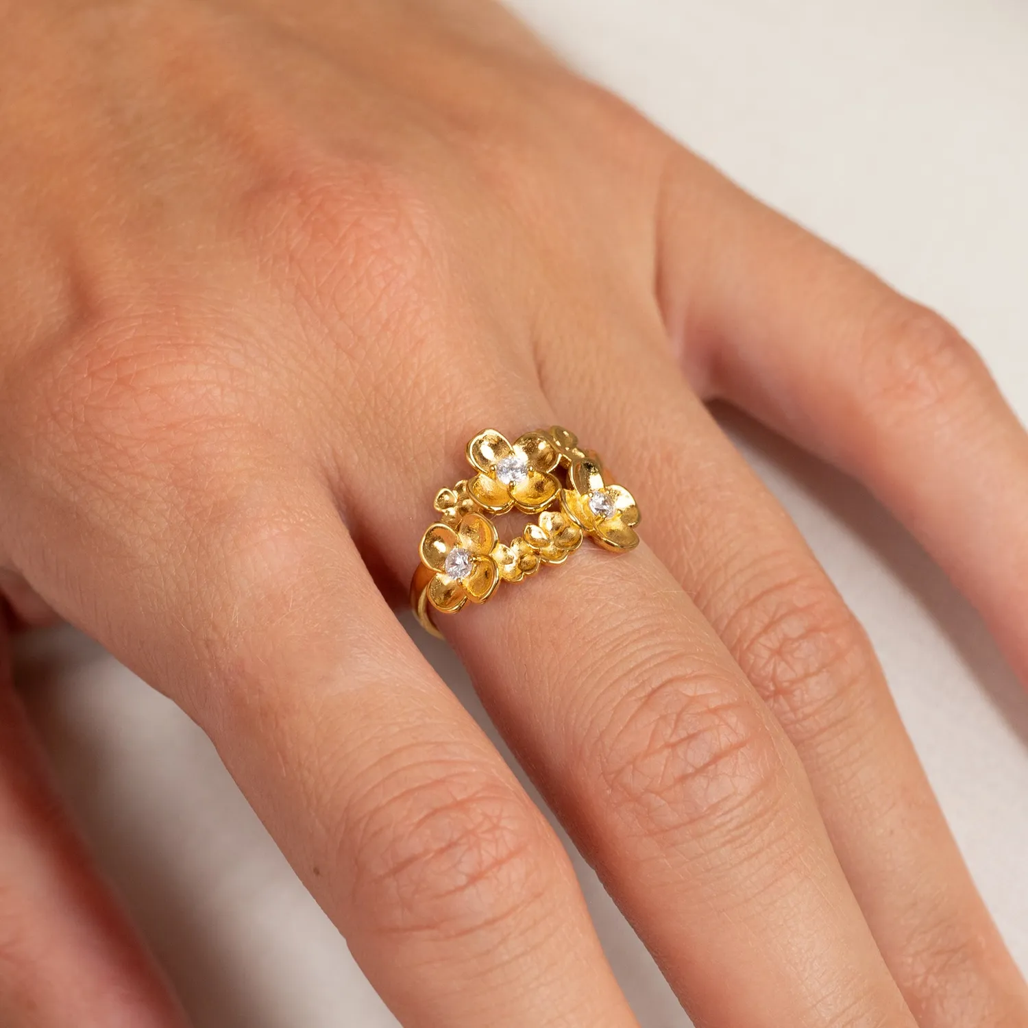 Sisi Copenhagen Flora Crystal Cluster ring forgyldt zirkonia