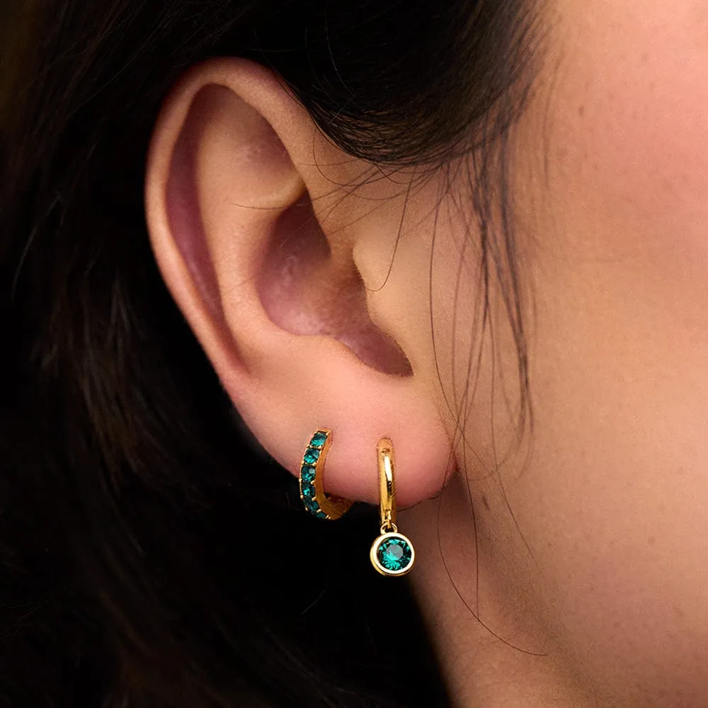 Orelia Emerald Ear Party øreringesæt guld grøn 3 stk
