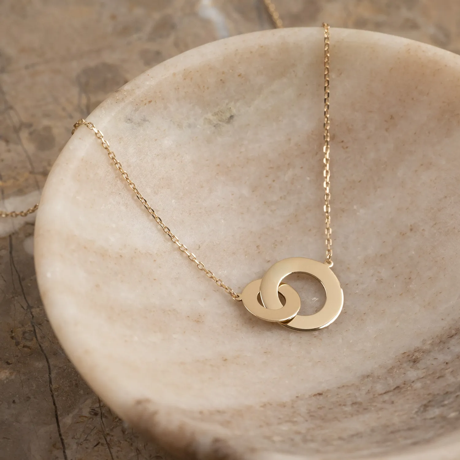 Sisi Copenhagen Joined Rings guldhalskæde graverbar 9 kt