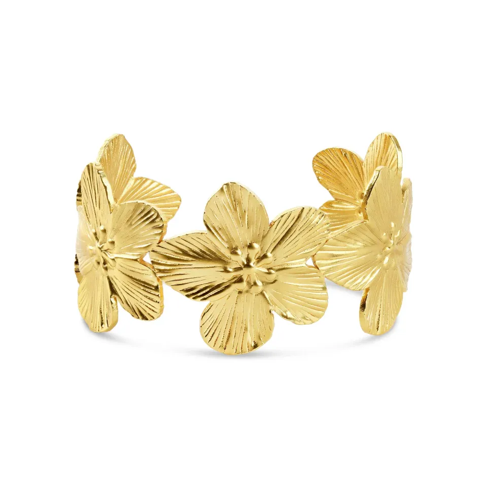 Timi of Sweden Alva blomsterarmbånd rustfrit stål guld justerbar