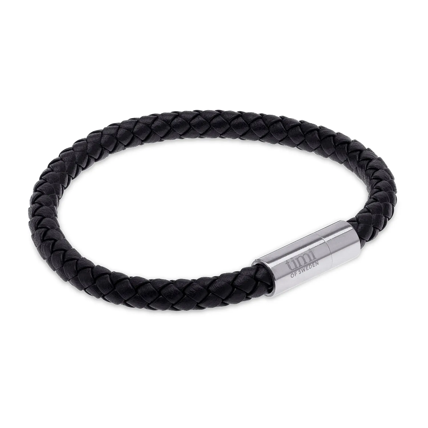TIMI OF SWEDEN Oliver læderarmbånd rustfrit stål 21,5 cm
