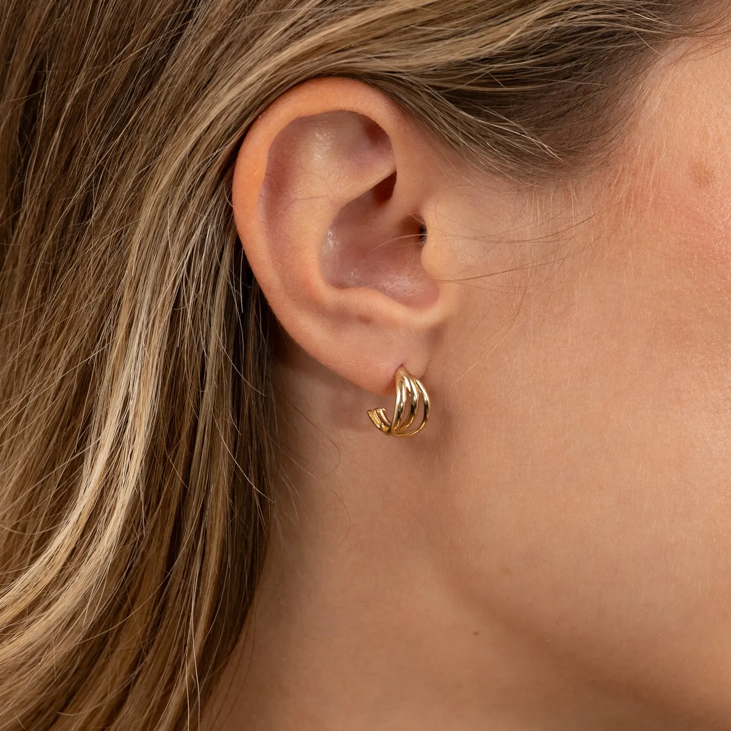 Sisi Copenhagen Elin creoler 9 kt guld tredelt par