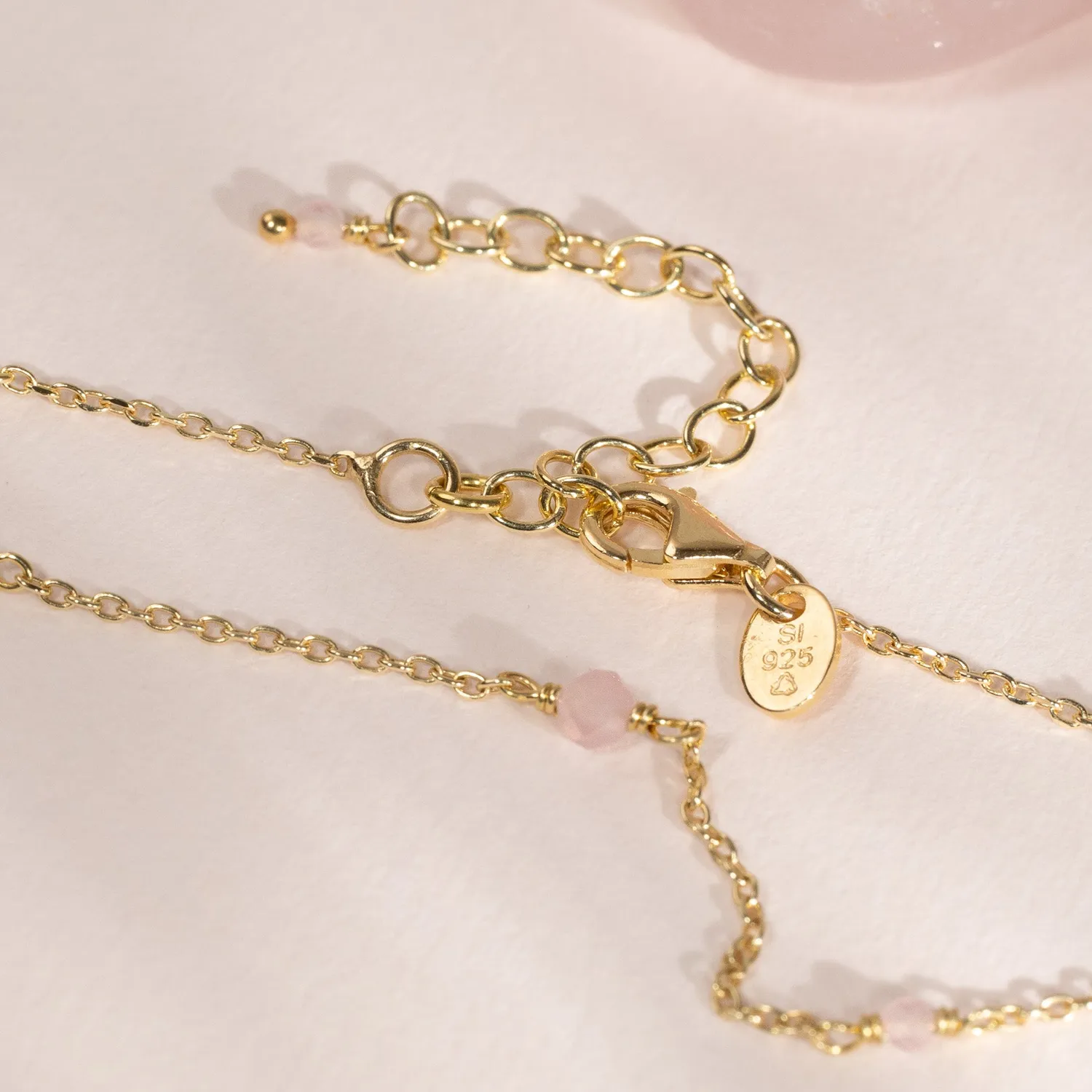 Sisi Copenhagen Isabella armbånd forgyldt rosa jade 16+4cm