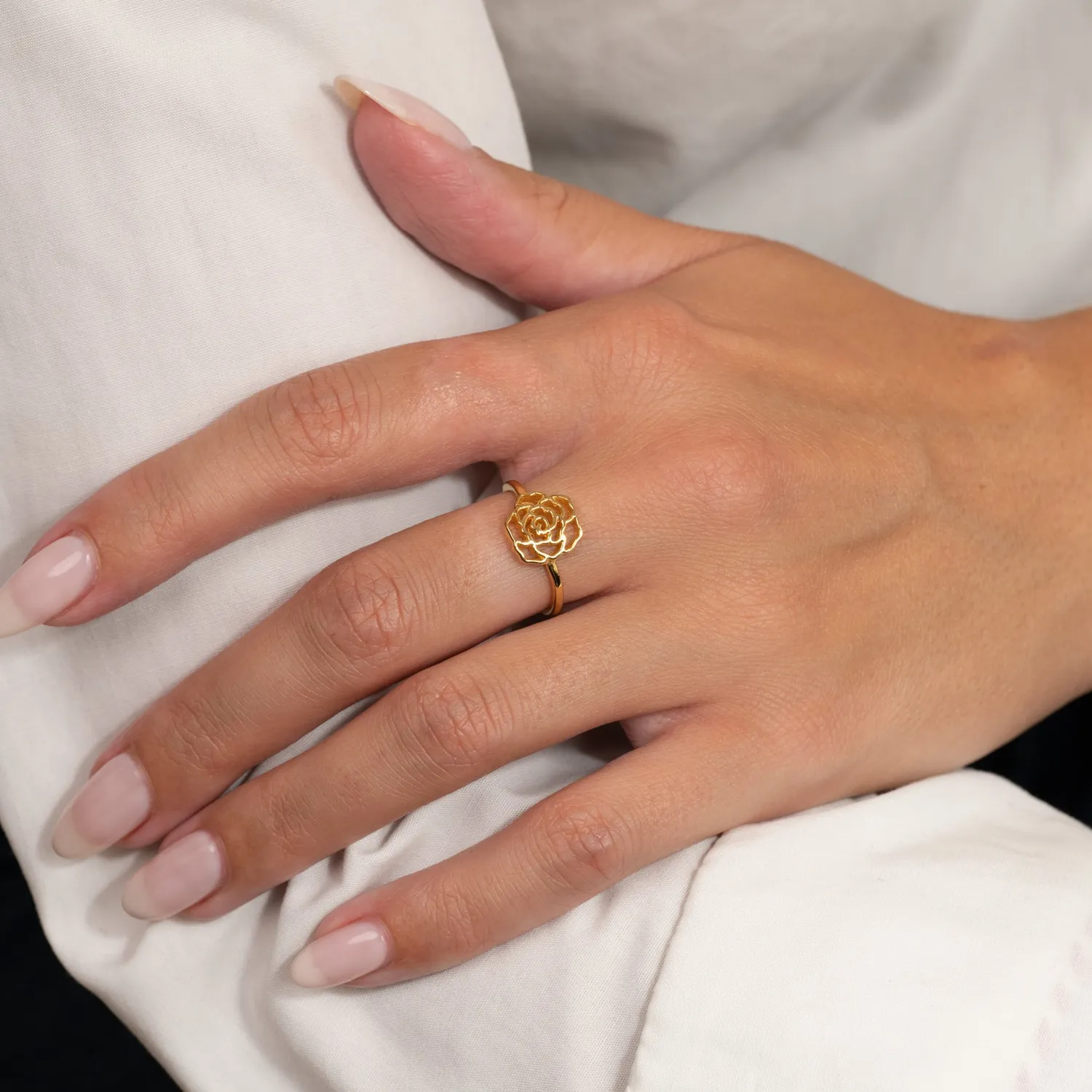 Sisi Copenhagen Rosa ring forgyldt sterlingsølv blomst