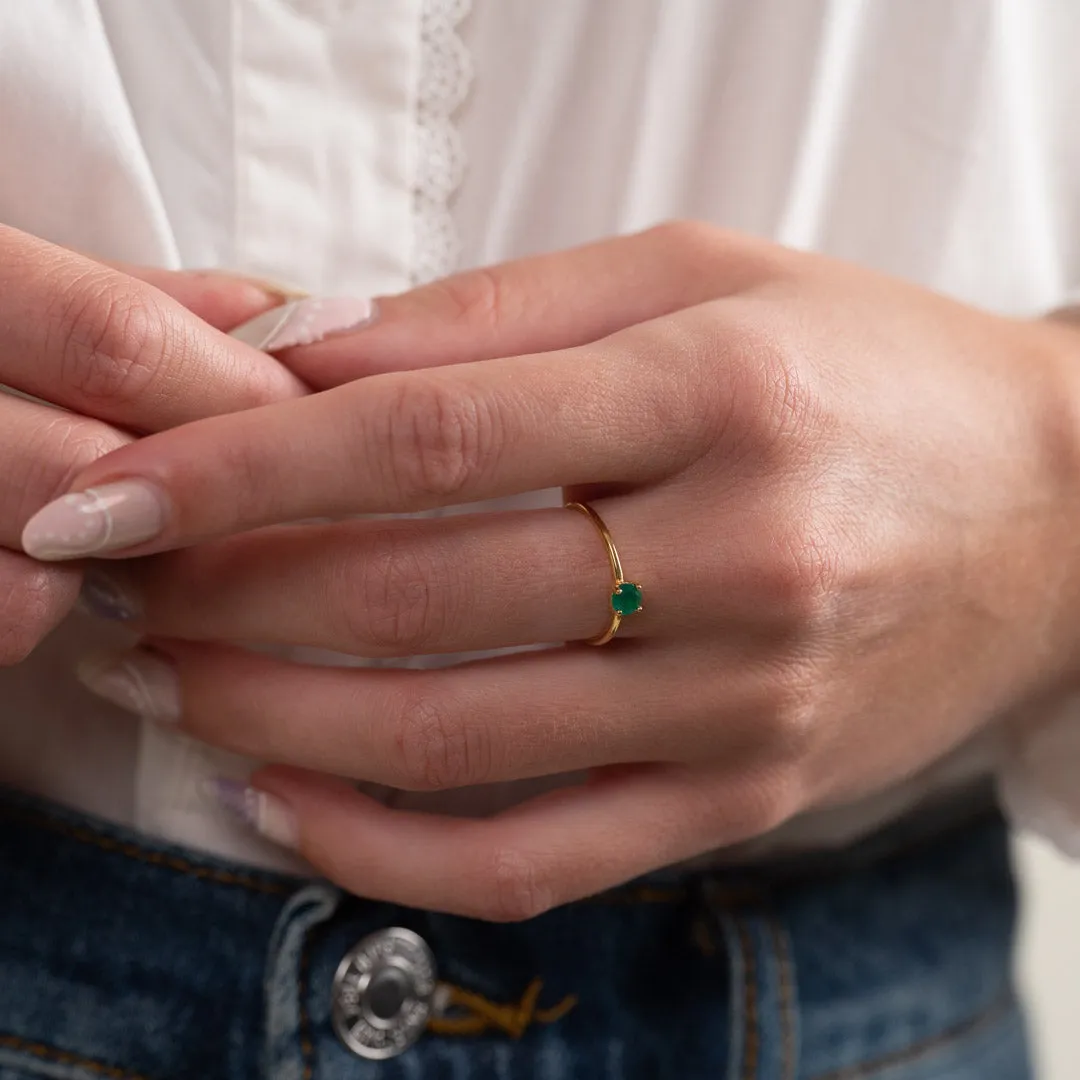 Sisi Copenhagen Gemma ring forgyldt grøn agat 4 mm