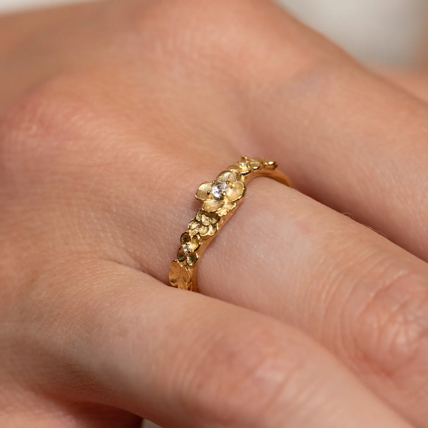 Sisi Copenhagen Flora crystal ring forgyldt zirkonia blomster