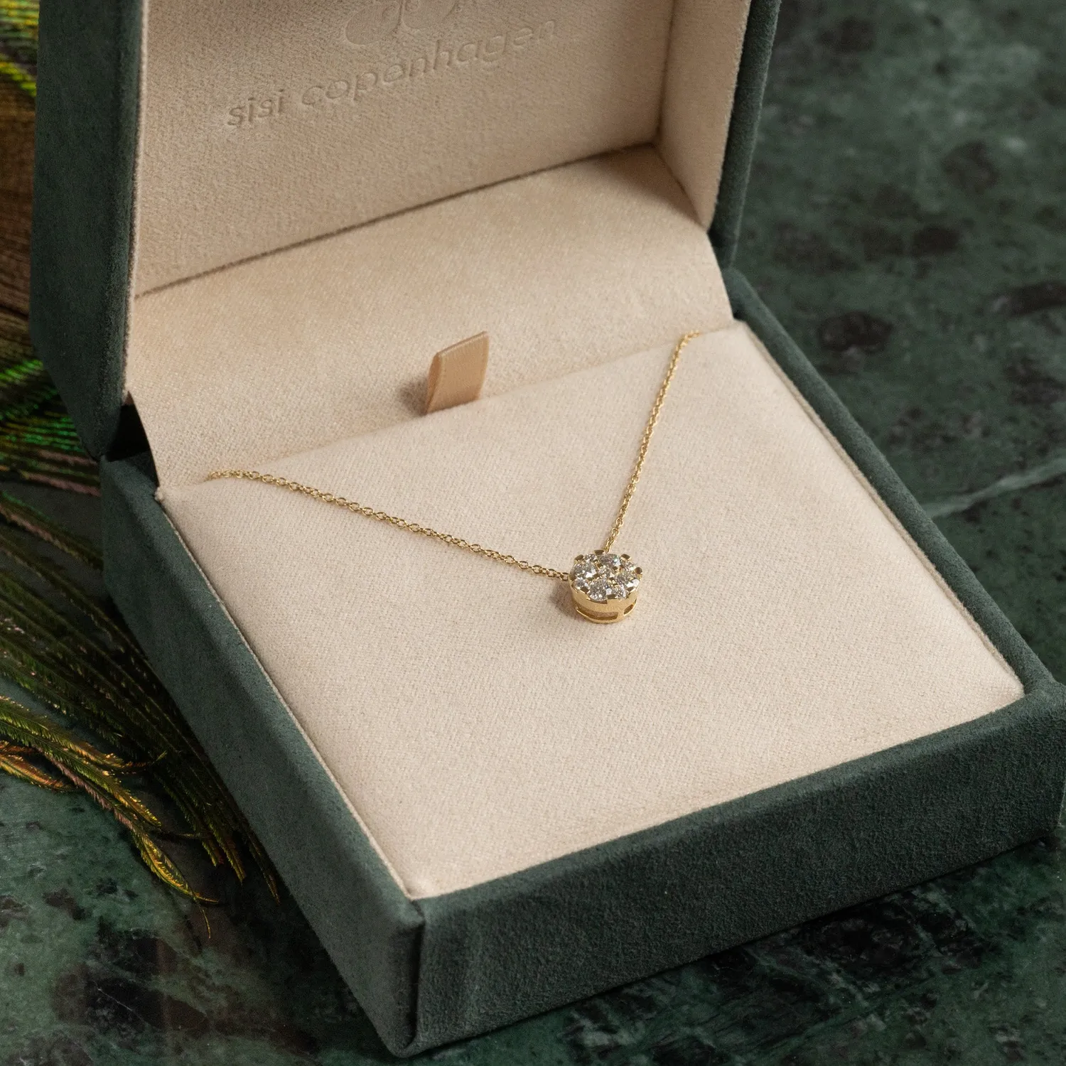 Sisi Copenhagen Round Pave vedhæng lab-diamant 0,45 ct guld