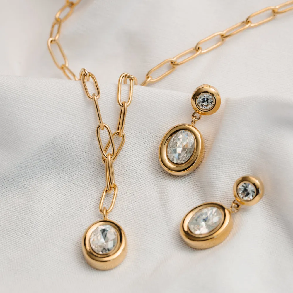 Orelia LUXE Double Crystal Drop øreringe guld krystal