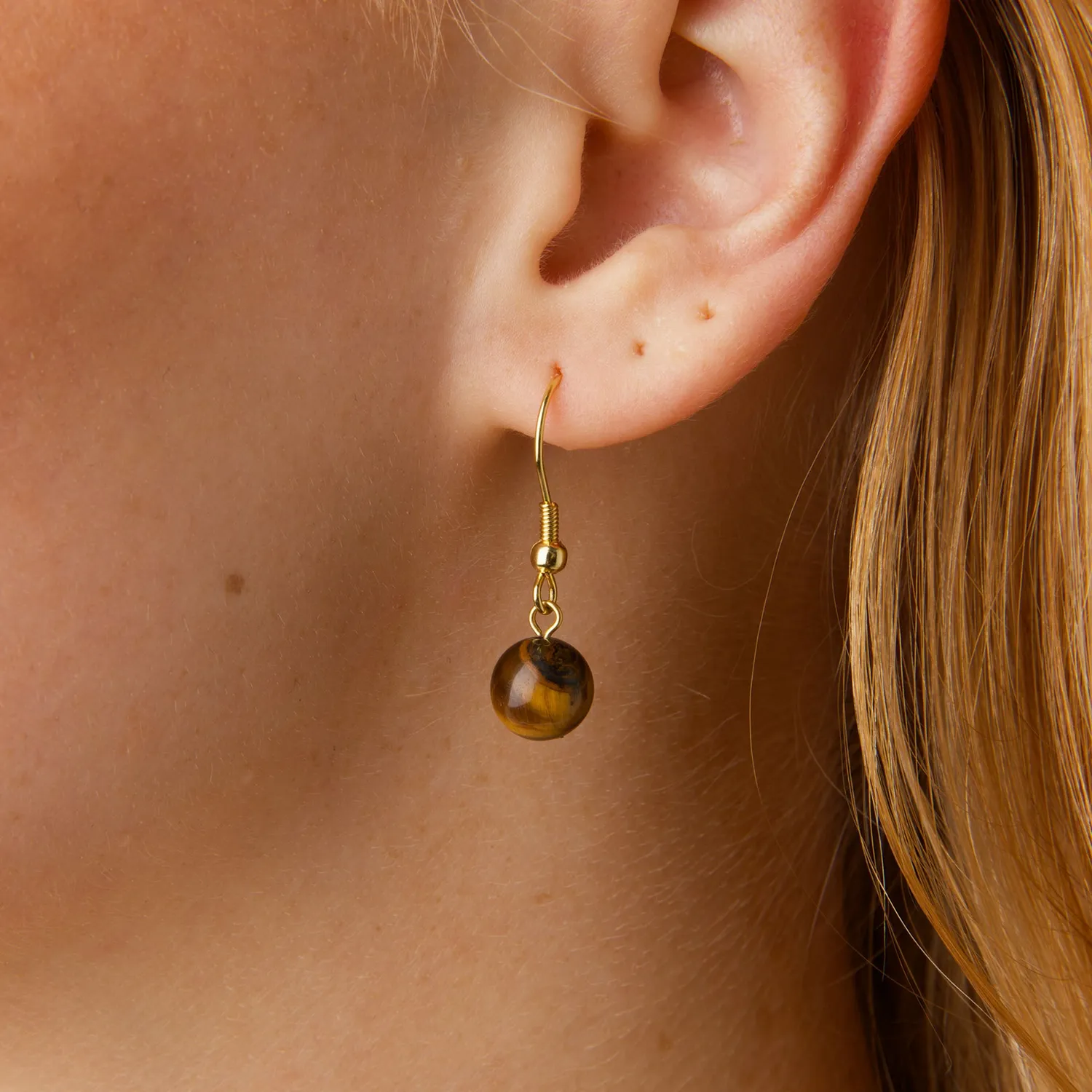 TIMI OF SWEDEN Birgit Tiger Eye øreringe tigerøje forgyldt