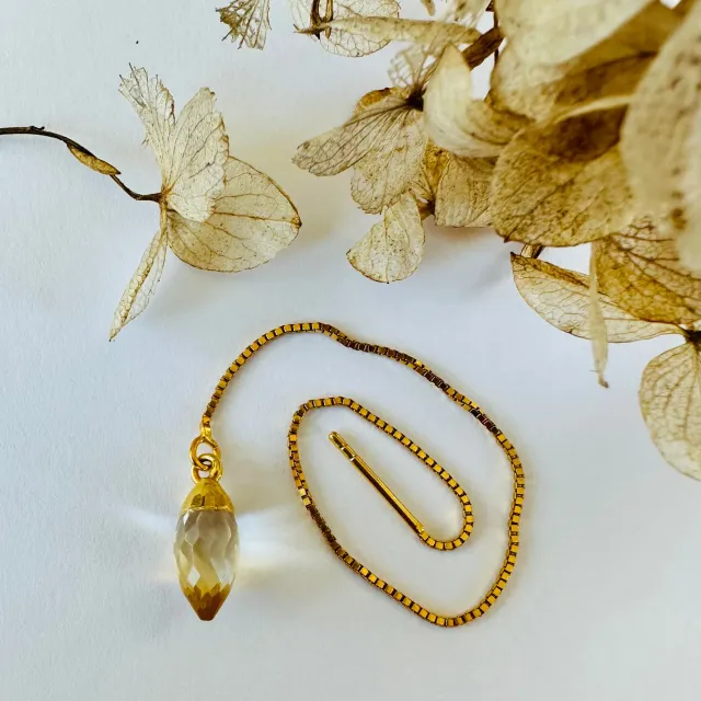 Sunshine & She Gylden Citrin string ørering 12 cm