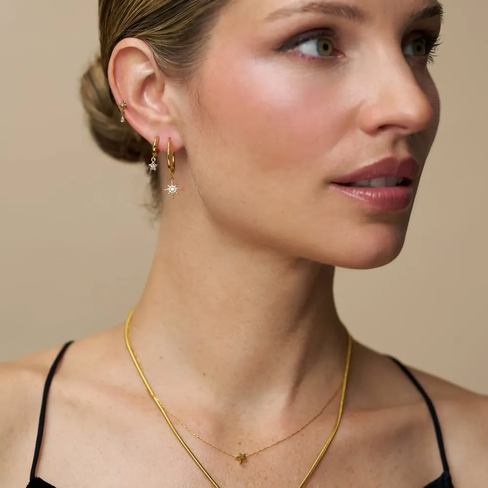 Orelia Pavé Starburst mid-size hoop øreringe guld
