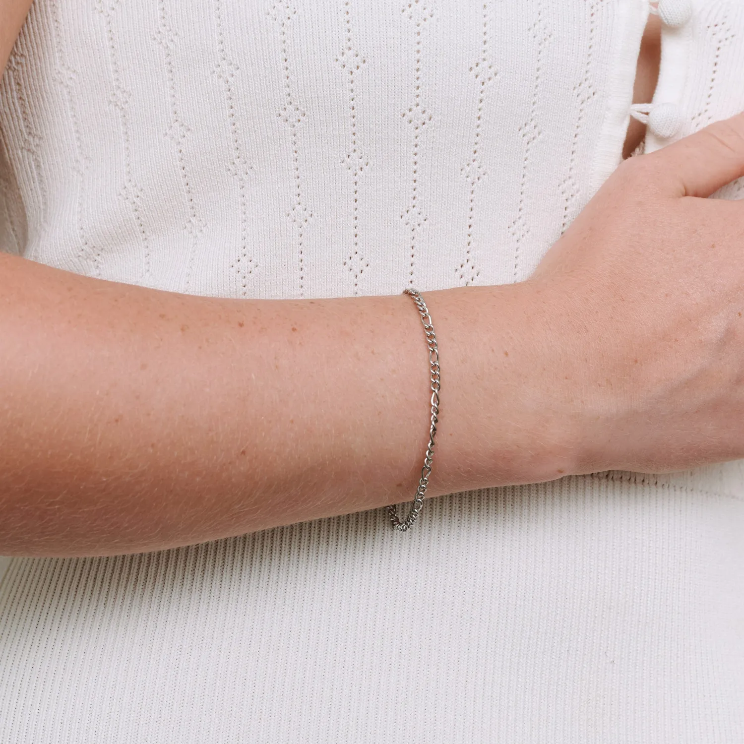 TIMI OF SWEDEN Hedda armbånd sølv 17+3 cm rustfrit