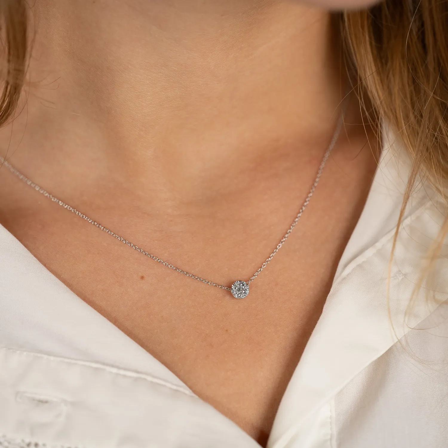 Sisi Copenhagen Diamond Collection Round Pave vedhæng hvidguld 0,2ct