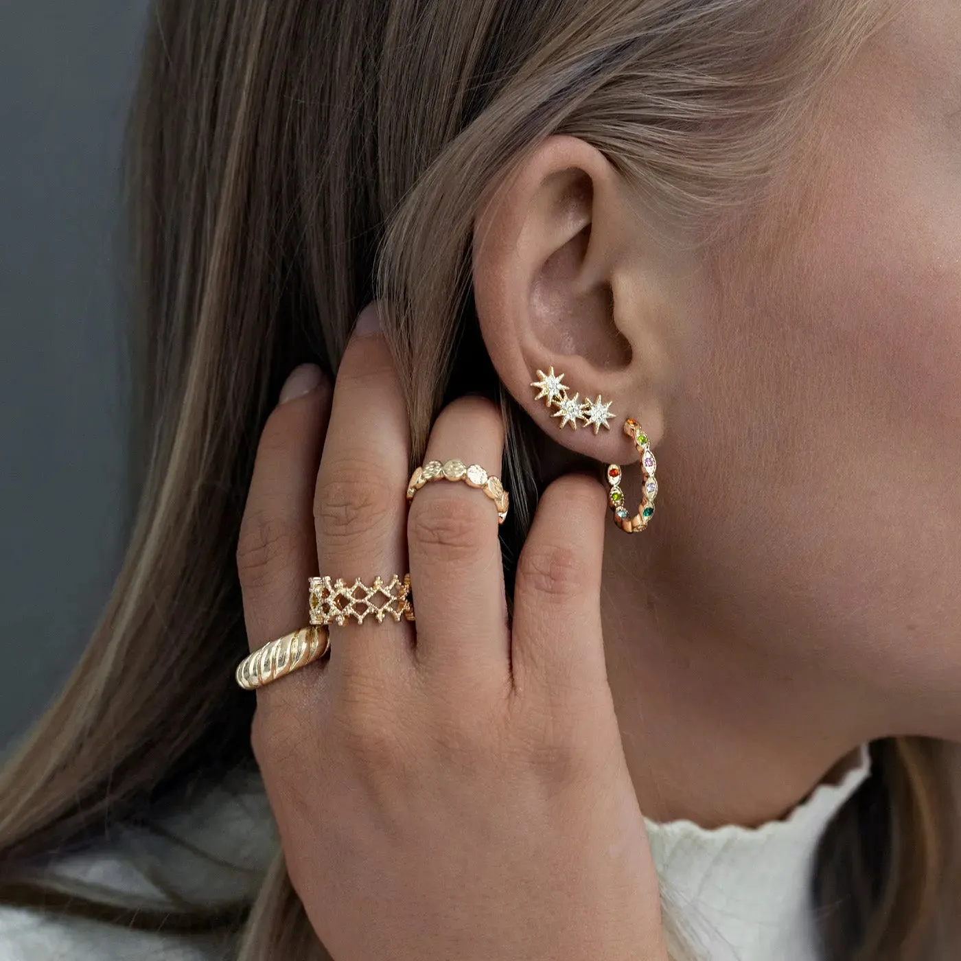 TIMI OF SWEDEN Croissant ring forgyldt str 17,5