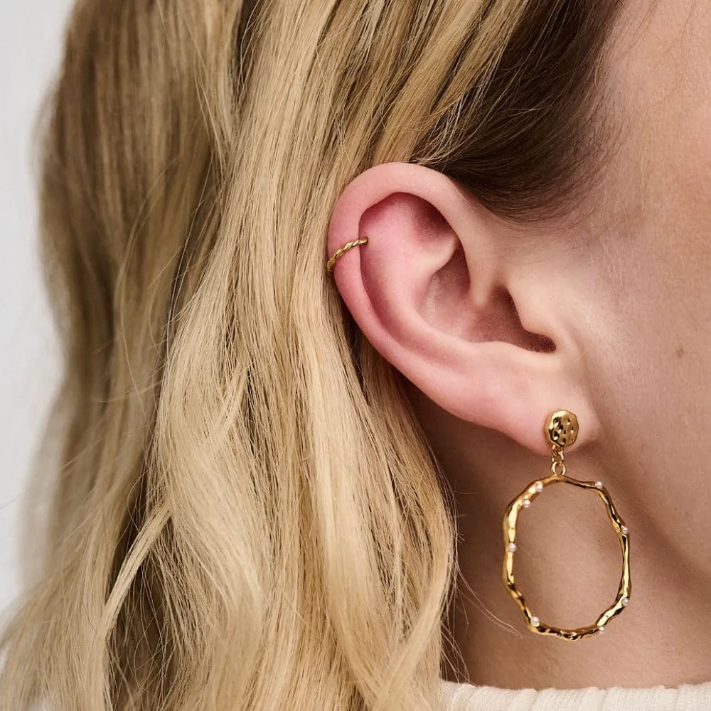 Orelia Rope Twist Clicker Hoop 8mm ørering guld
