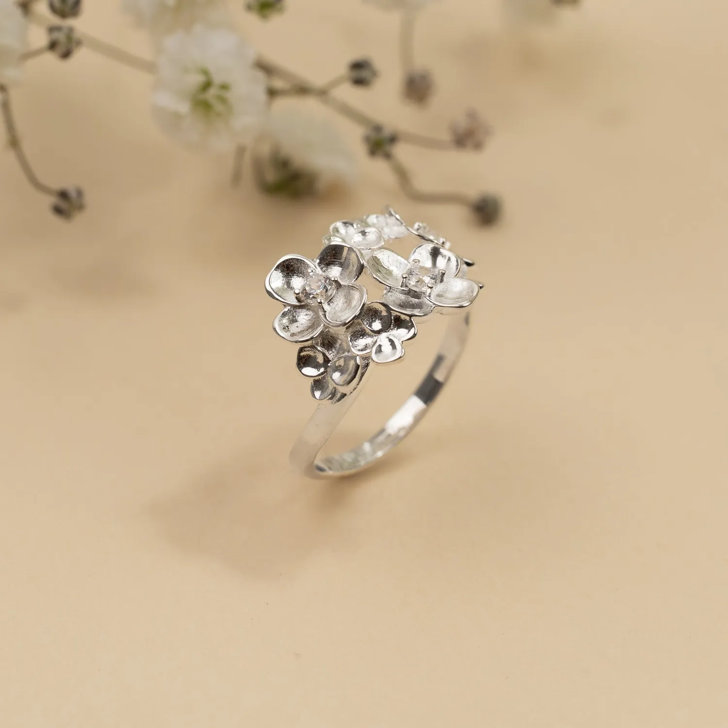 Sisi Copenhagen Flora Crystal ring zirkonia blomster