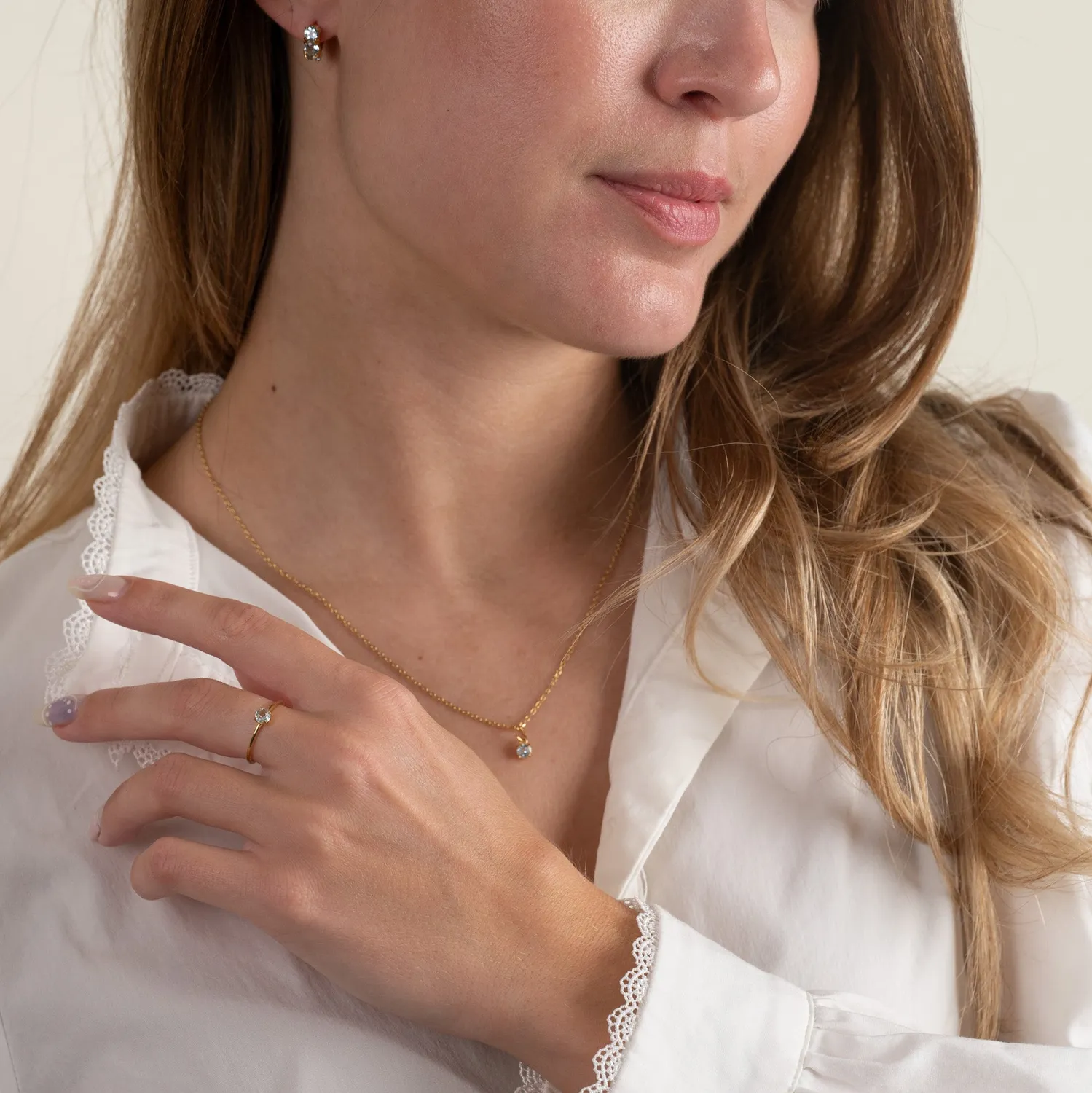 Sisi Copenhagen Gemma ring forgyldt blå topas str 52