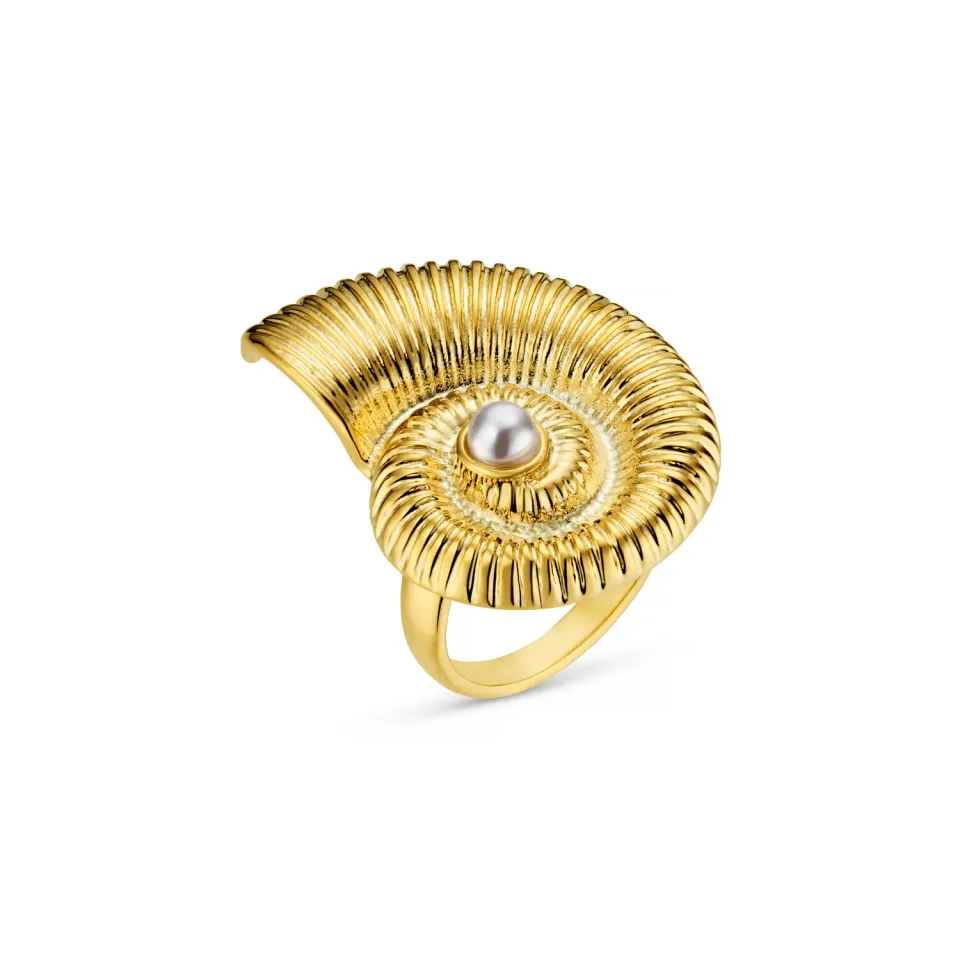 Orelia Statement Textured Ammonite ring guld