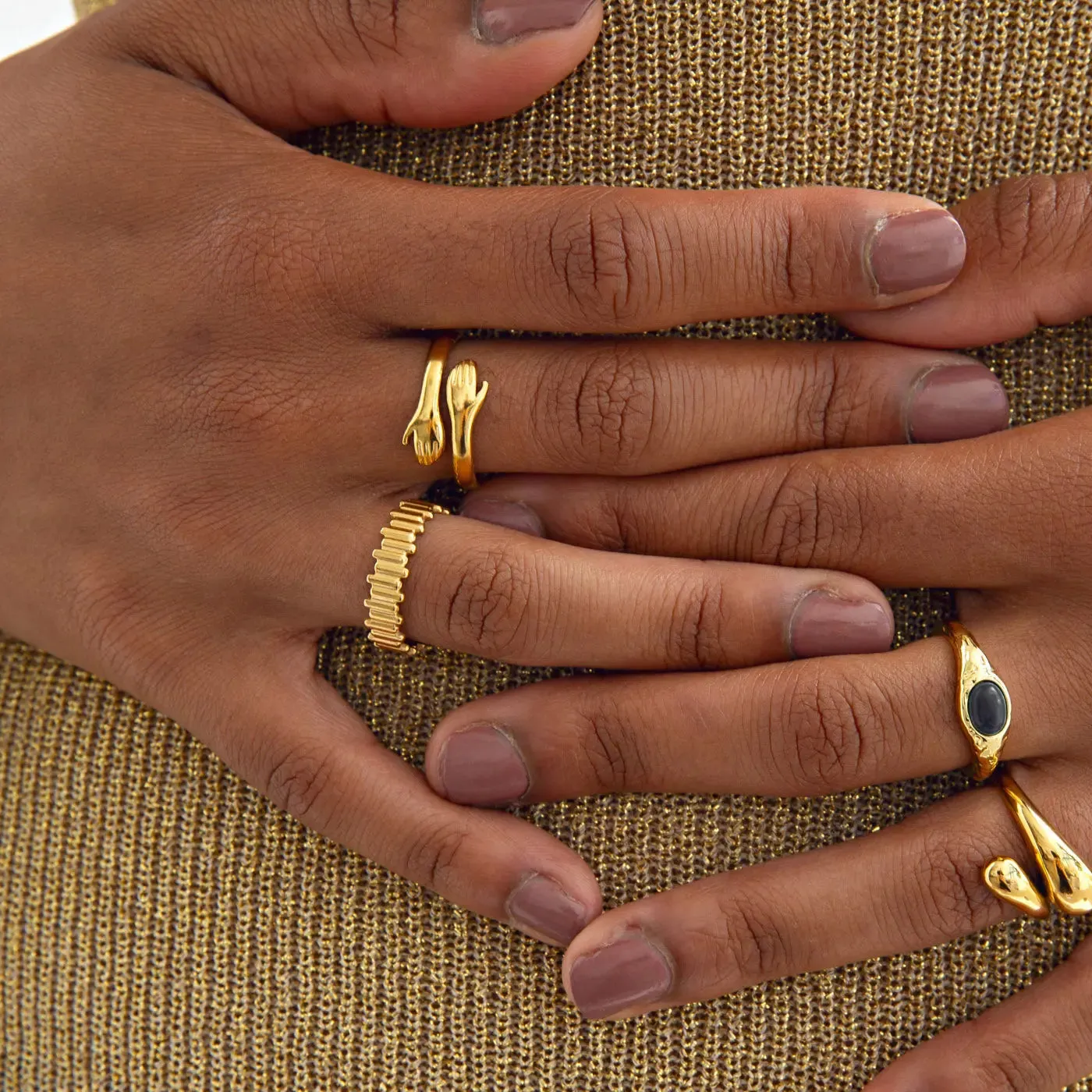 Timi of Sweden Cleo skulptur ring justerbar forgyldt guld