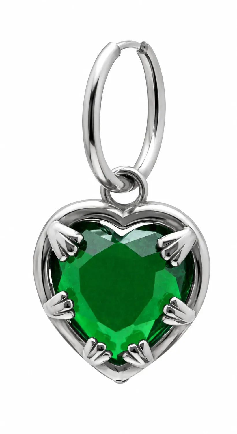 Wos Veja Claw Heart single ørering grøn sølv