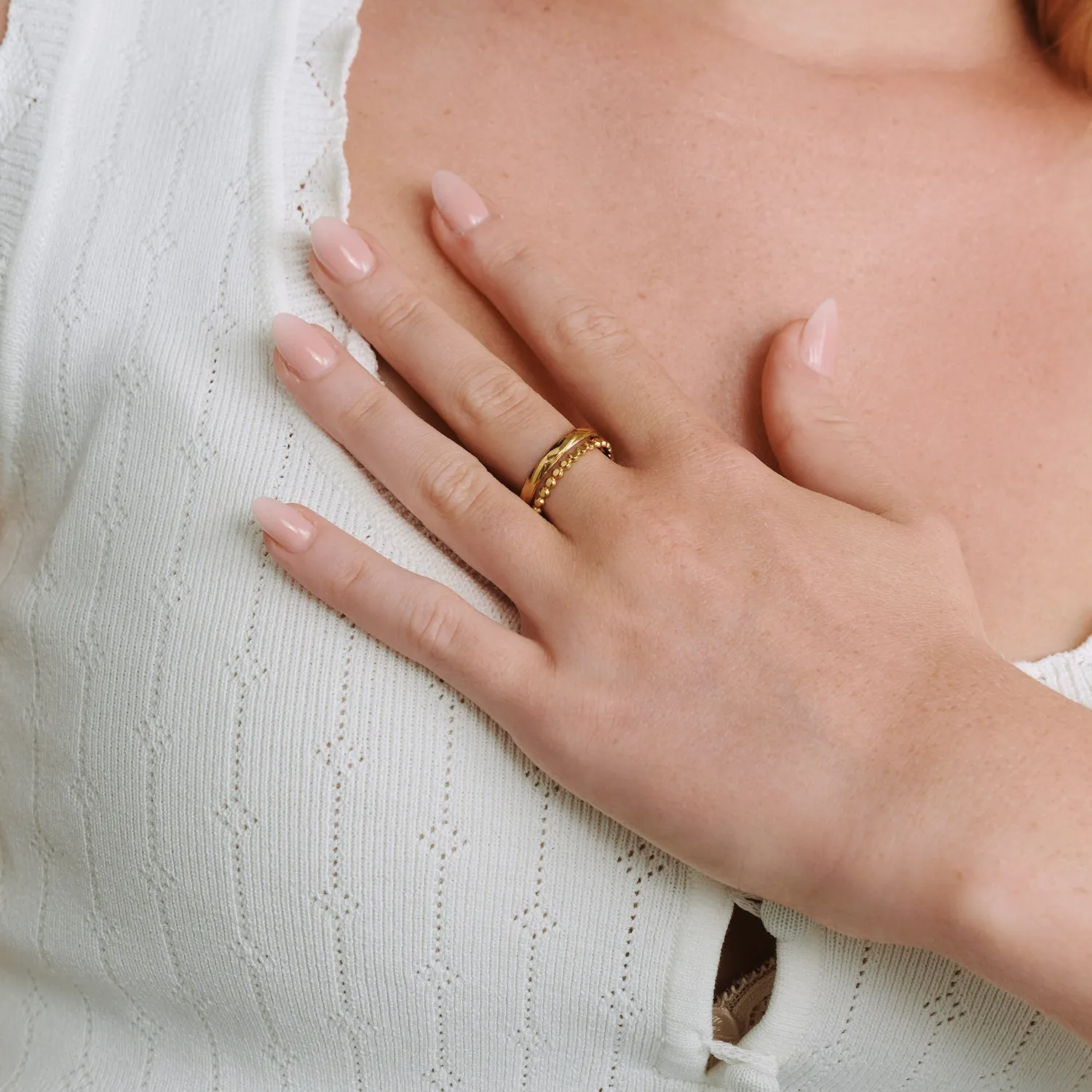 TIMI OF SWEDEN Polly duo ring guld justerbar