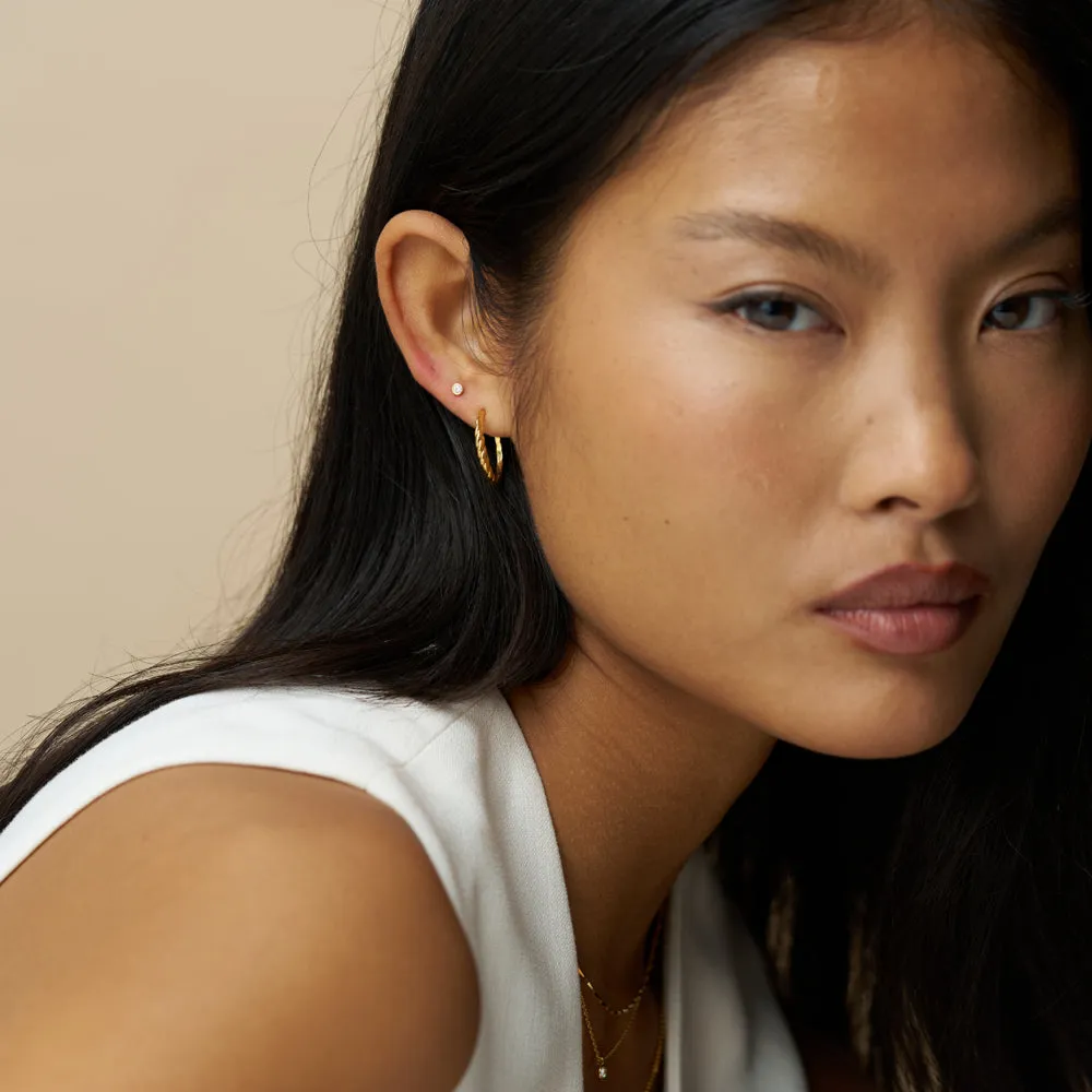 Orelia Crystal & Rope Twist Hoop øreringe sæt guld 4 stk