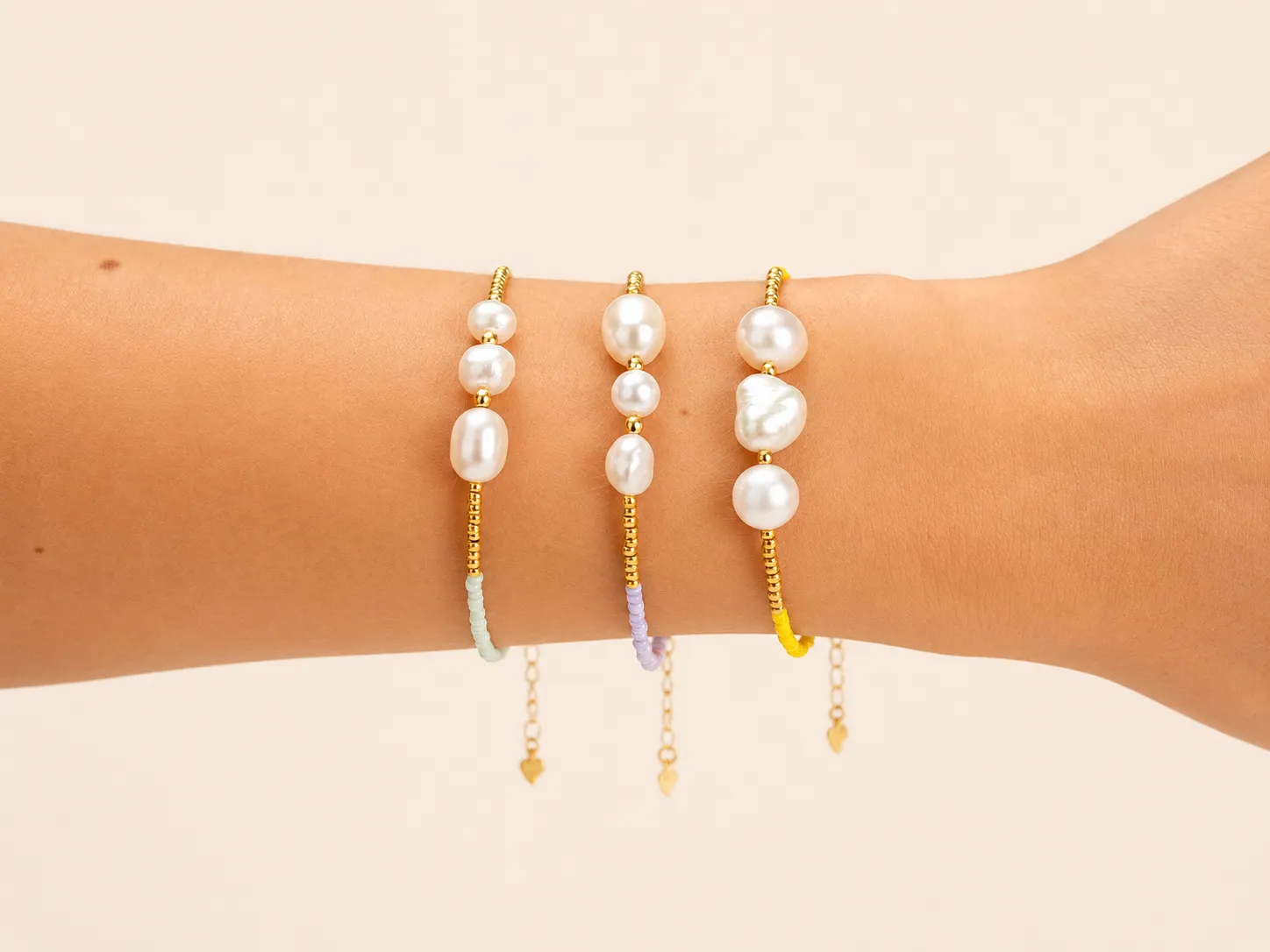 Lulo Jewelry Pearl armbånd lilla 18K guld perler