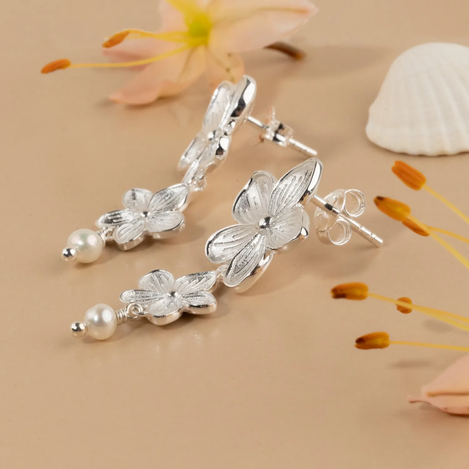 Sisi Copenhagen Anemone Pearl sølv øreringe par ferskvandsperler