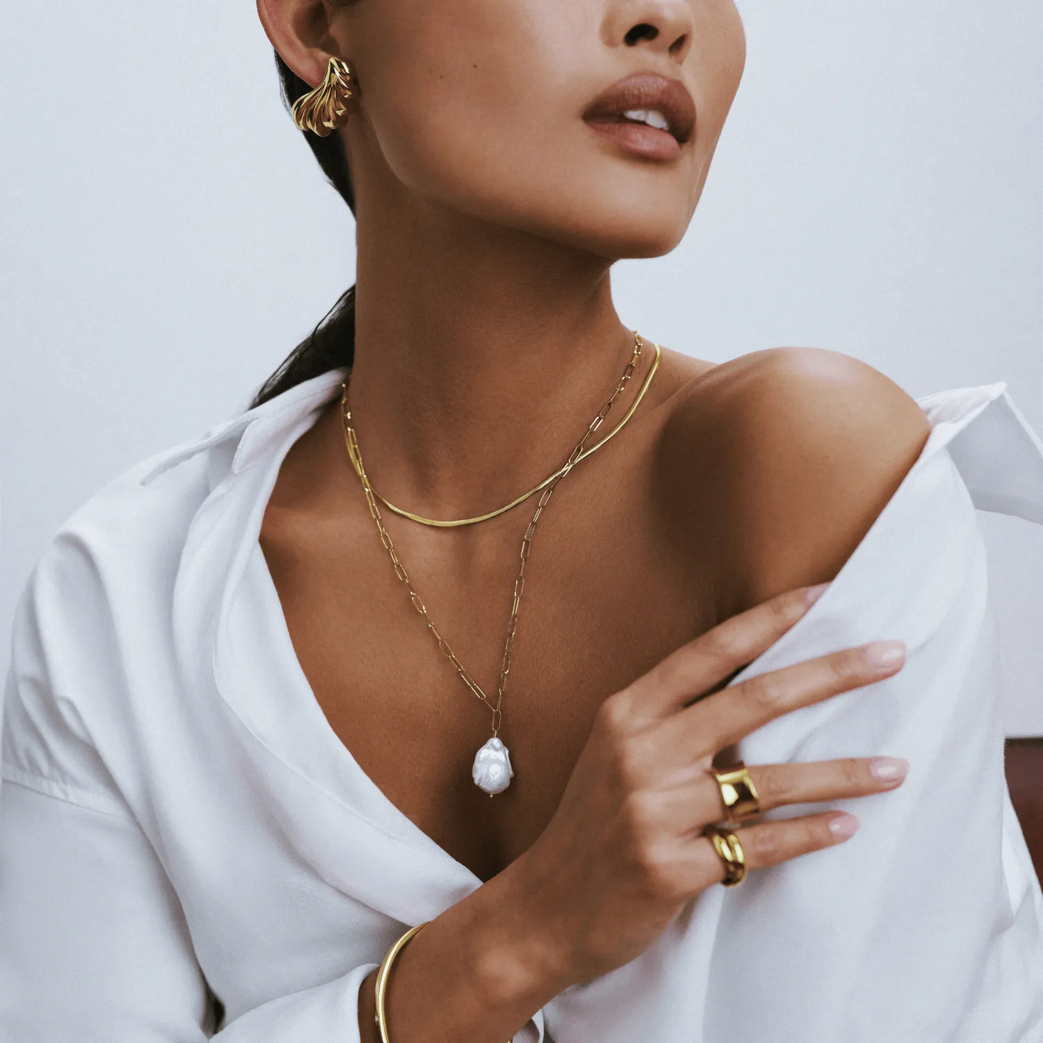 Orelia LUXE Statement Pearl halskæde forgyldt perle
