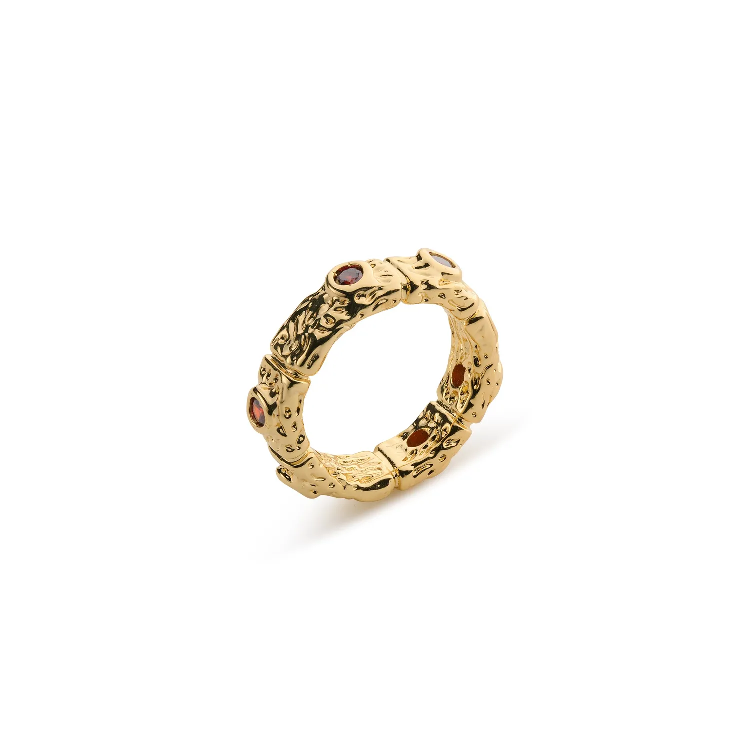 TIMI OF SWEDEN Camille chunky ring rød krystal guld