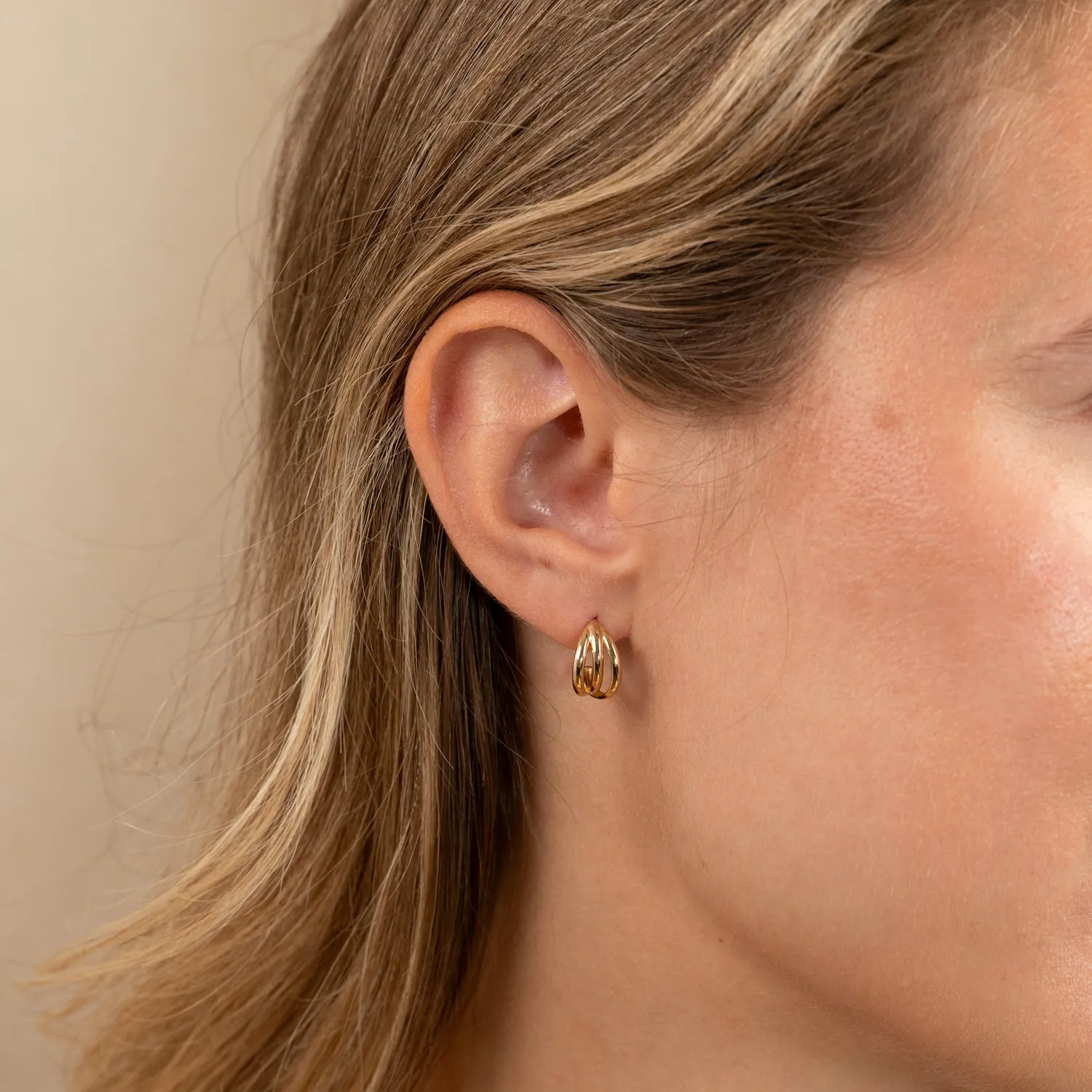 Sisi Copenhagen Elin creoler 9 kt guld tredelt par