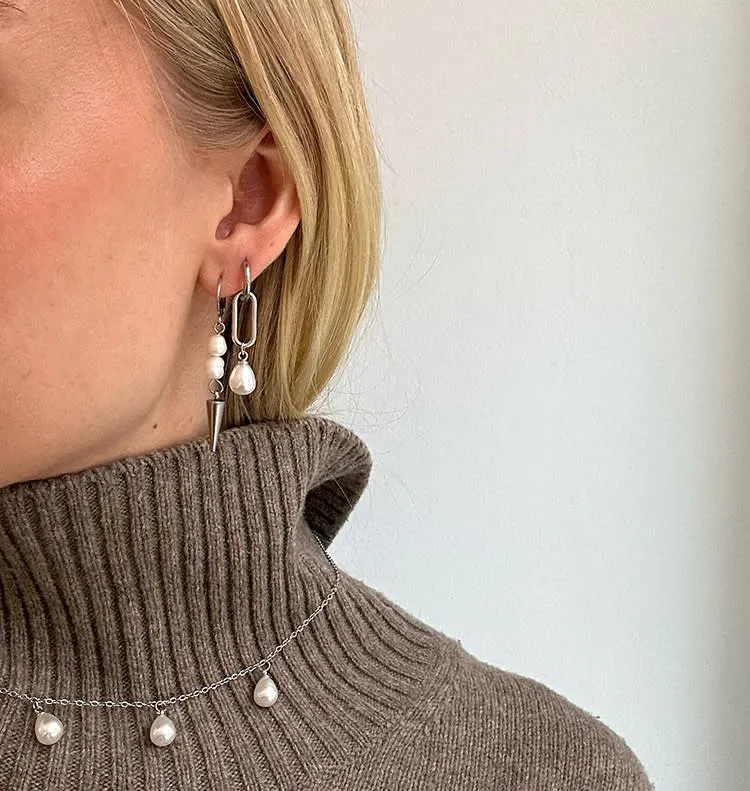 Wos Nacarina Duo single ørering sølv perle