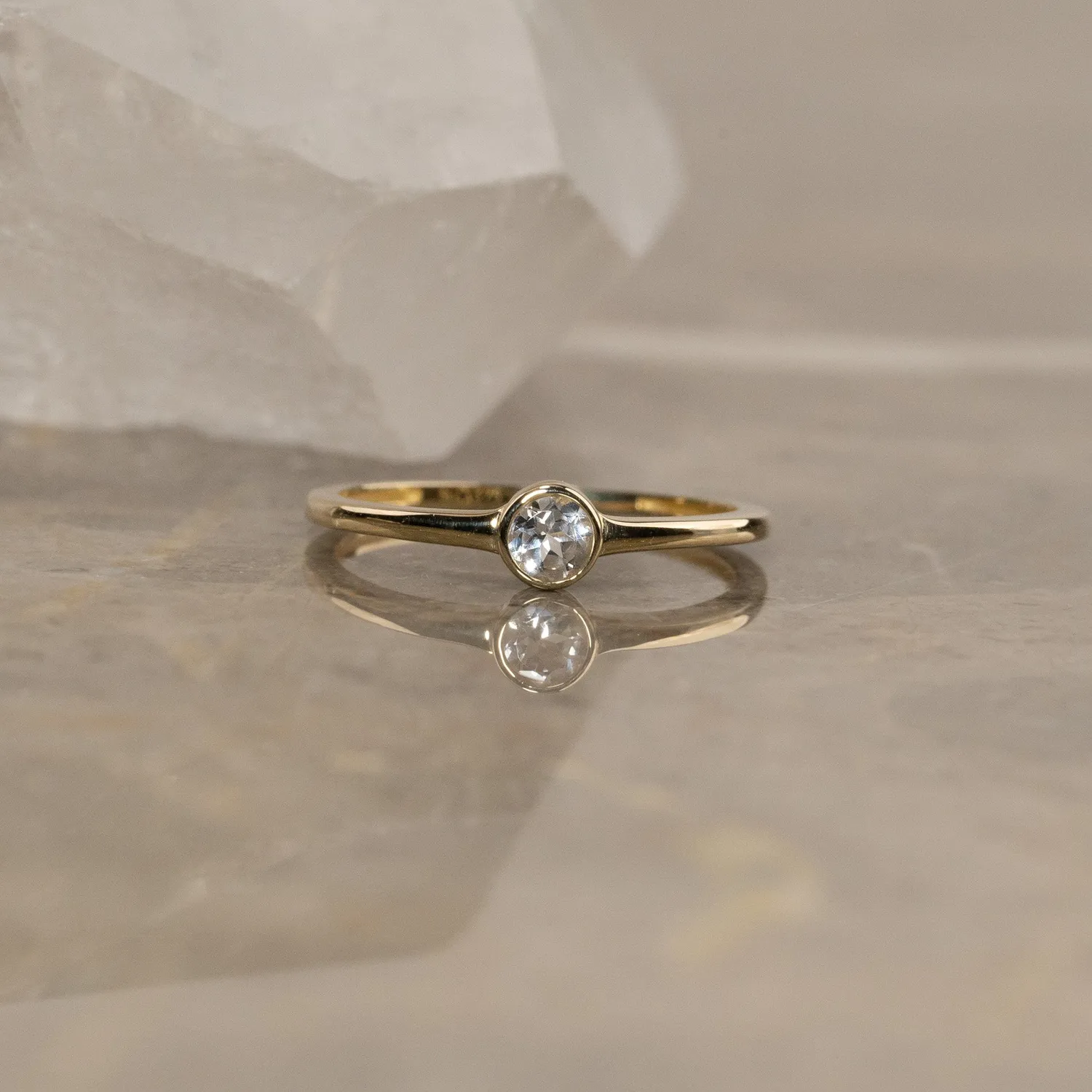 Sisi Copenhagen Solana ring massivt guld hvid topas