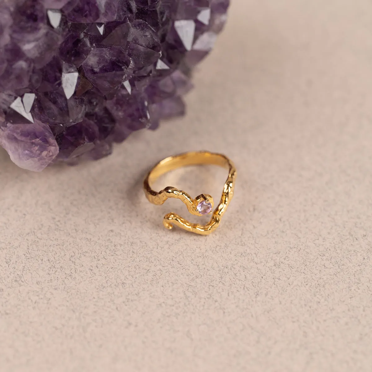 Sisi Copenhagen Emilia ring str 52 forgyldt lilla ametyst