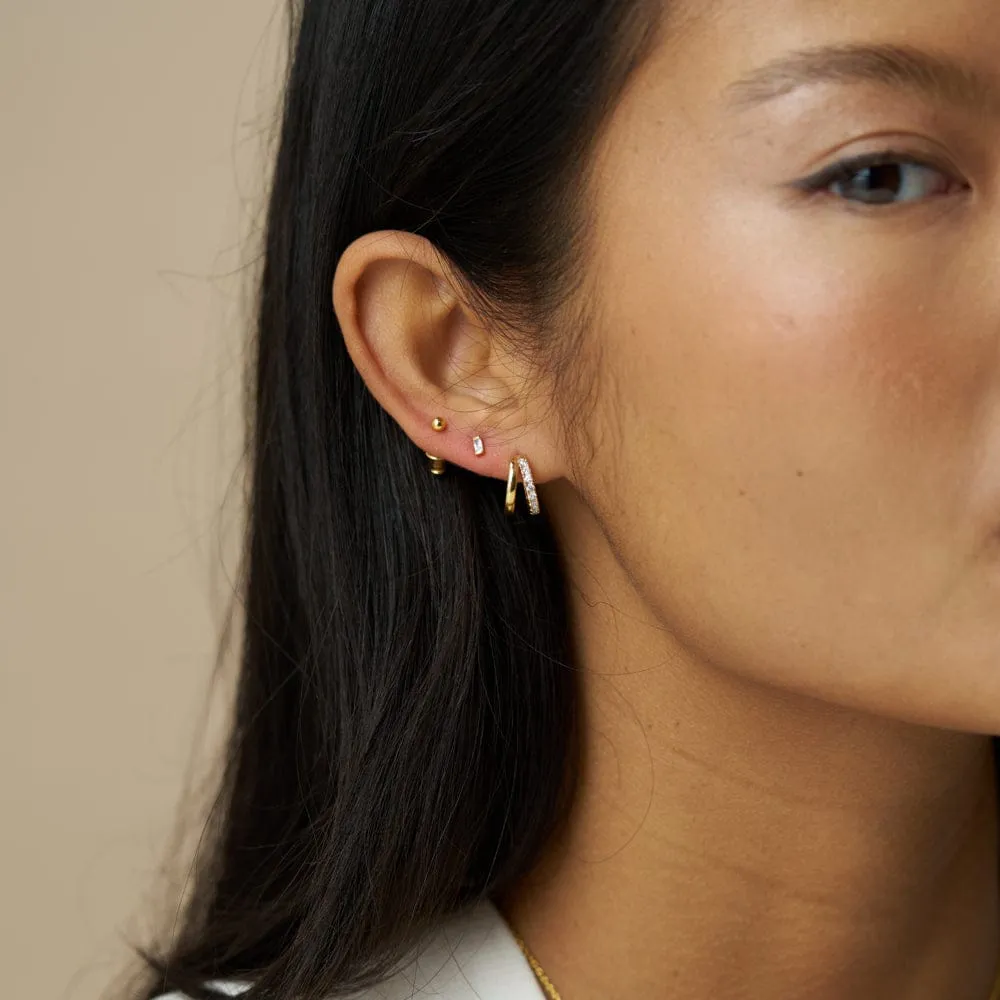 Orelia Mixed Stud Illusion Hoop øreringe sæt guld 6 stk