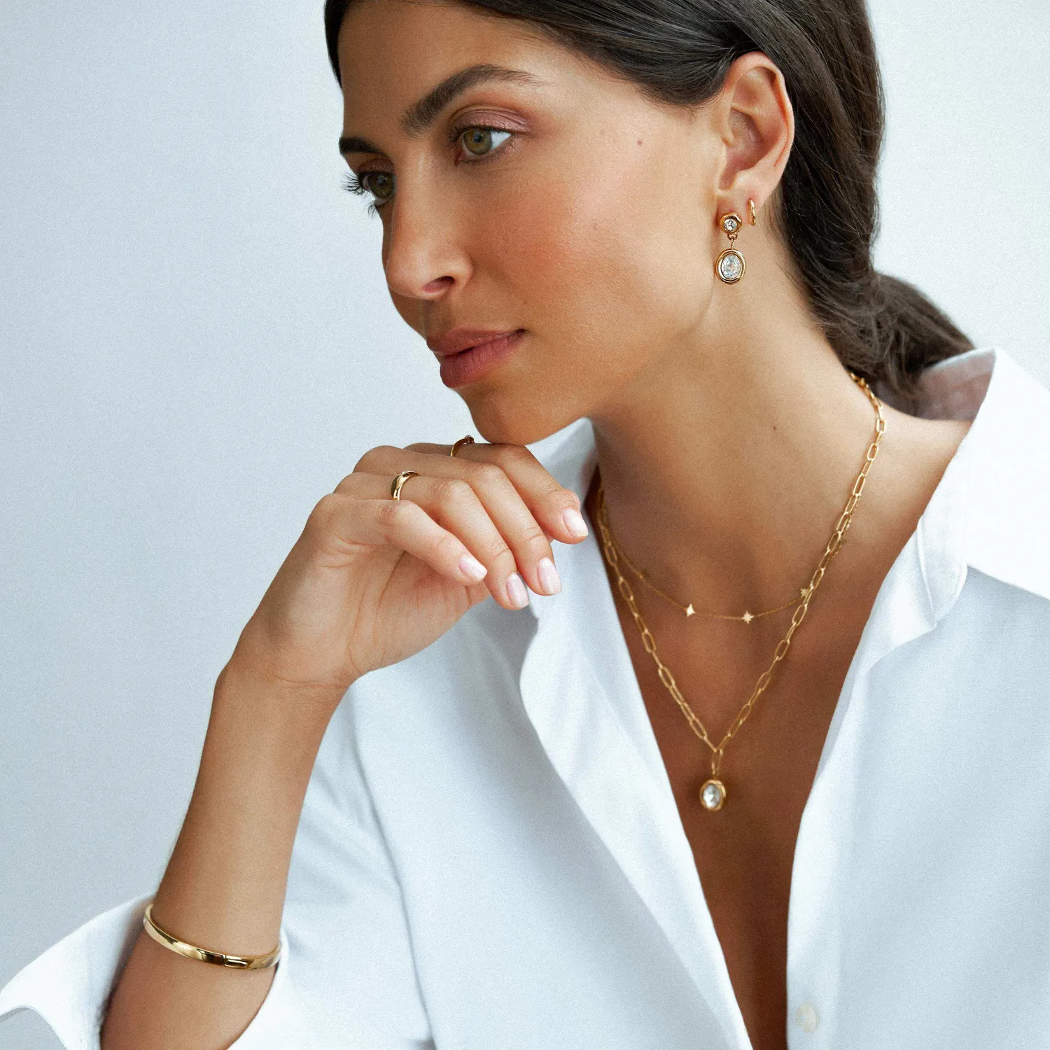 Orelia LUXE Double Crystal Drop øreringe guld krystal