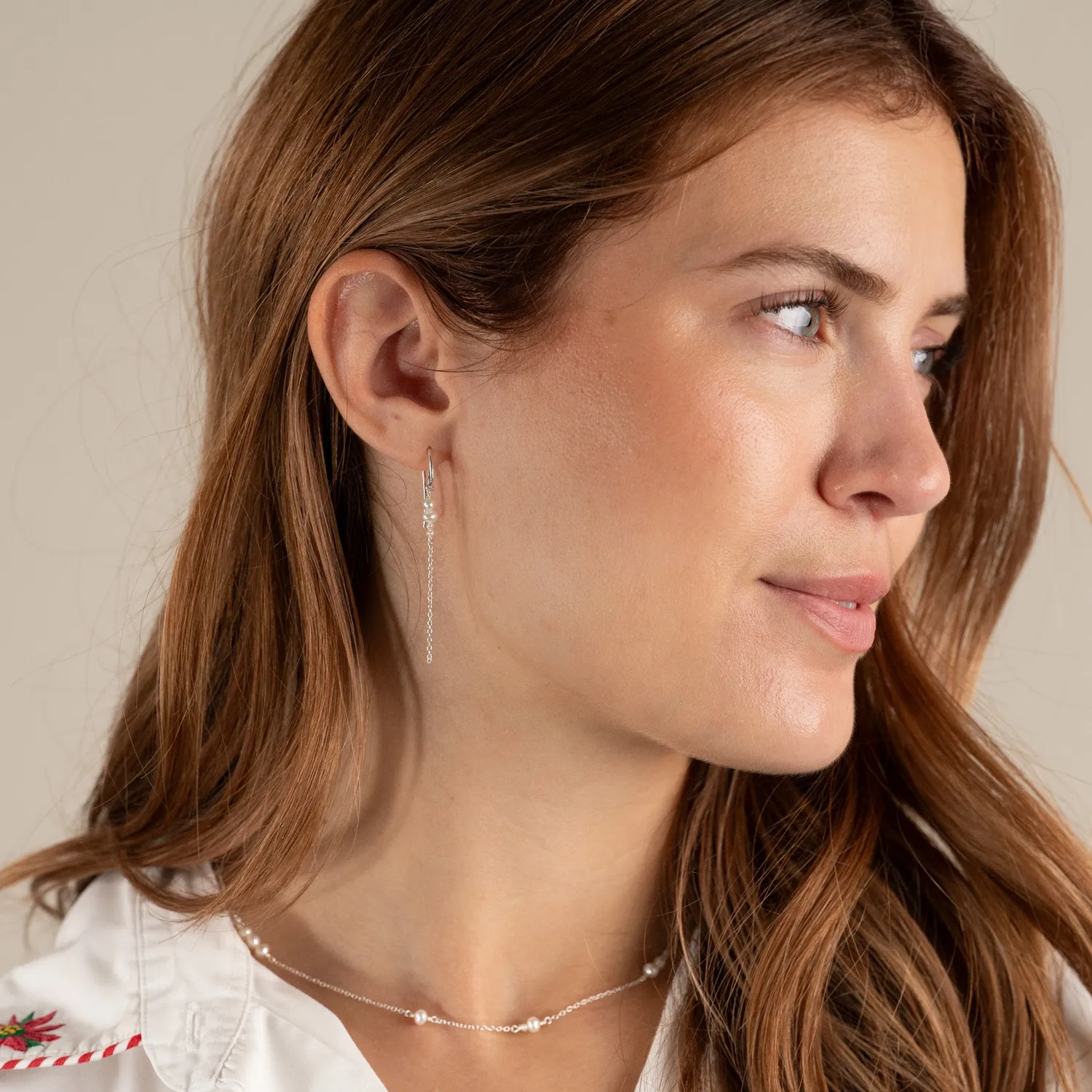 Sisi Copenhagen Evie Pearl Silver Drop øreringe sølv med perler