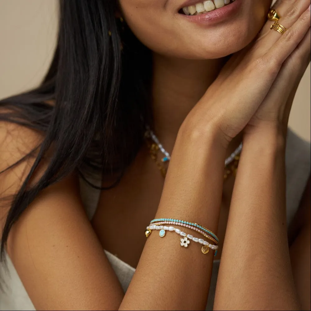 Orelia Fine Cupchain Stretch armbånd duo guld 2-pak