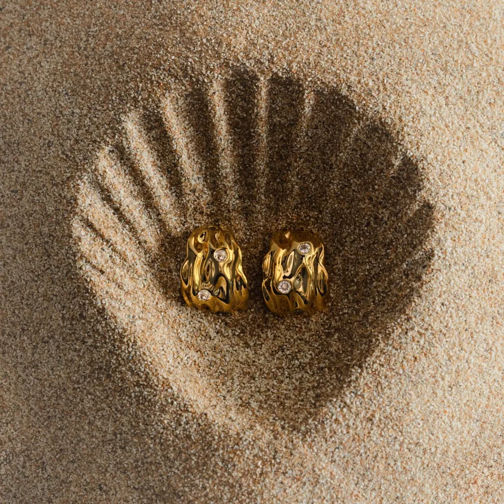 Orelia Molten Crystal Tapered hoops øreringe guld