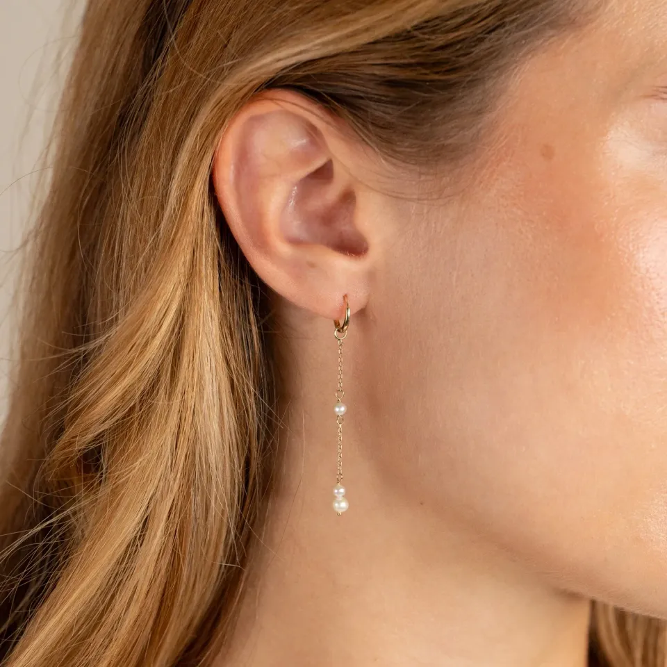 Sisi Copenhagen Evie Pearl øreringe massivt guld perler